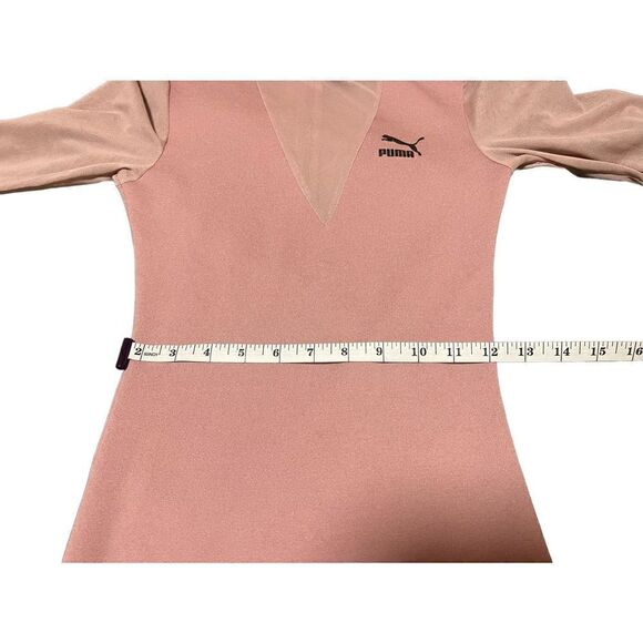 PUMA Exclusive To ASOS Bodycon Dress With Mesh Insert Tape Logo Stretch Bandage - Picture 11 of 15